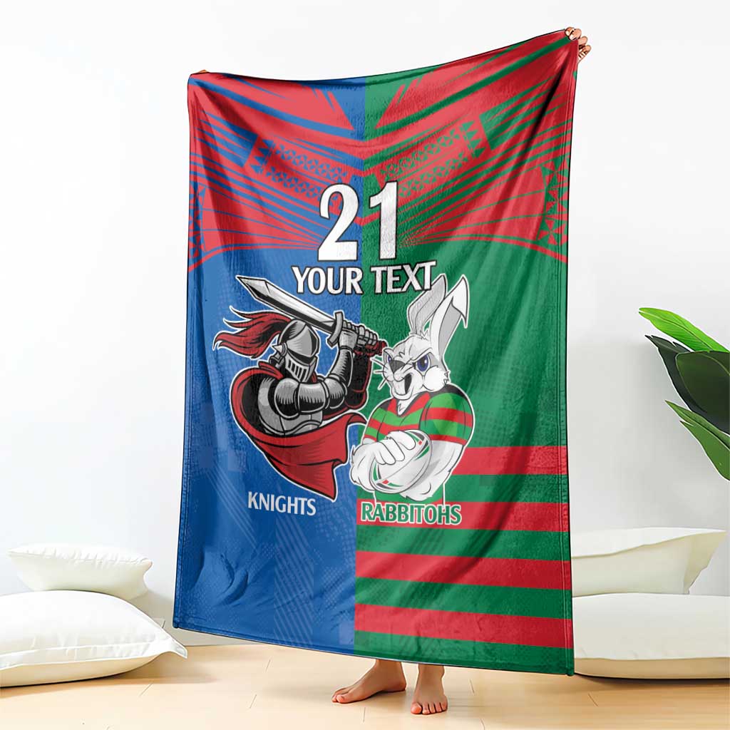 Custom Knights and Rabbitohs Mascot Together Blanket