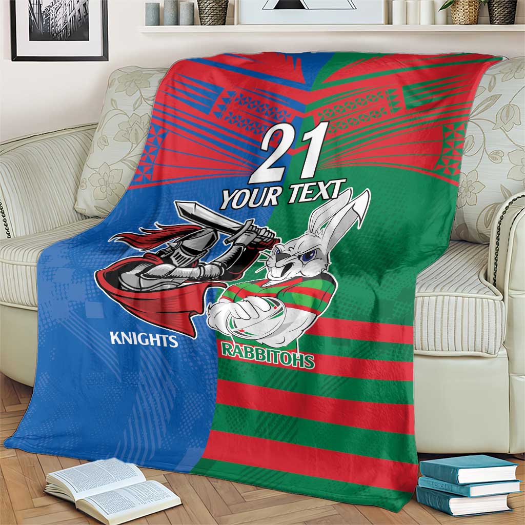 Custom Knights and Rabbitohs Mascot Together Blanket