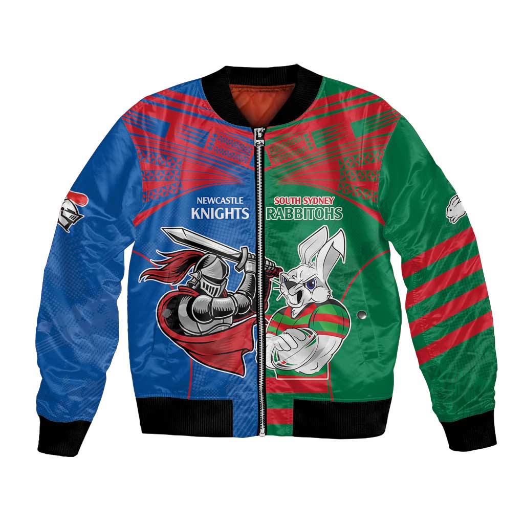 Custom Knights and Rabbitohs Mascot Together Bomber Jacket