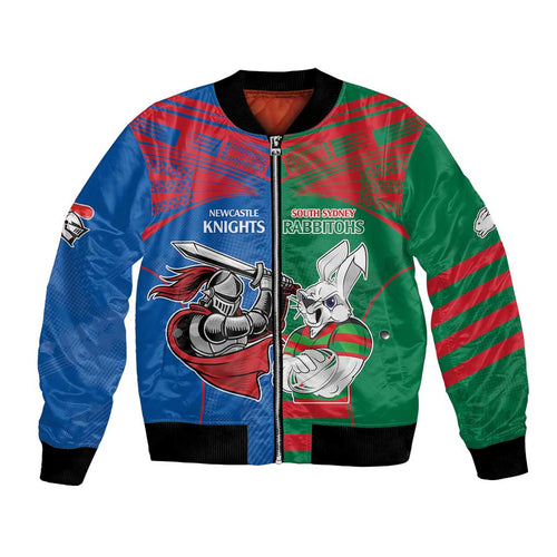 Custom Knights and Rabbitohs Mascot Together Bomber Jacket