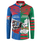 Custom Knights and Rabbitohs Mascot Together Button Sweatshirt