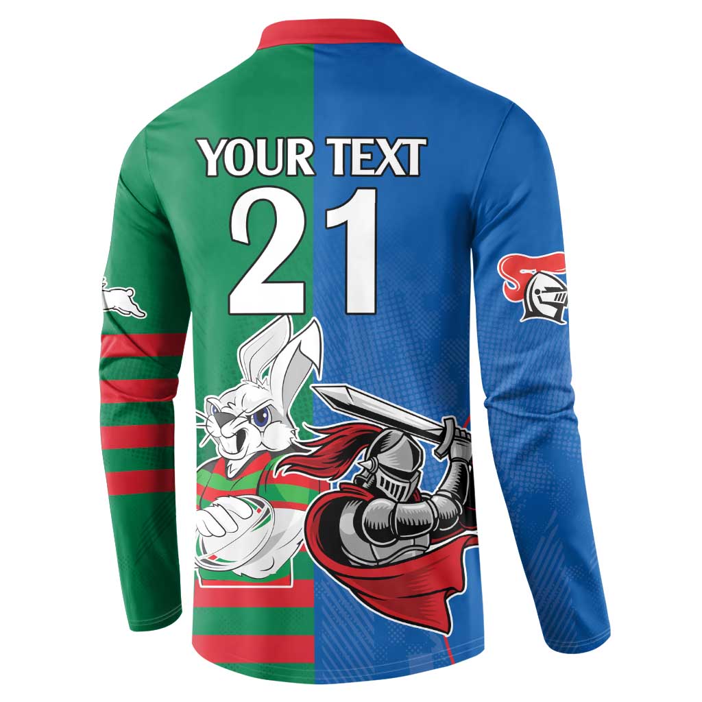 Custom Knights and Rabbitohs Mascot Together Button Sweatshirt