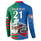 Custom Knights and Rabbitohs Mascot Together Button Sweatshirt