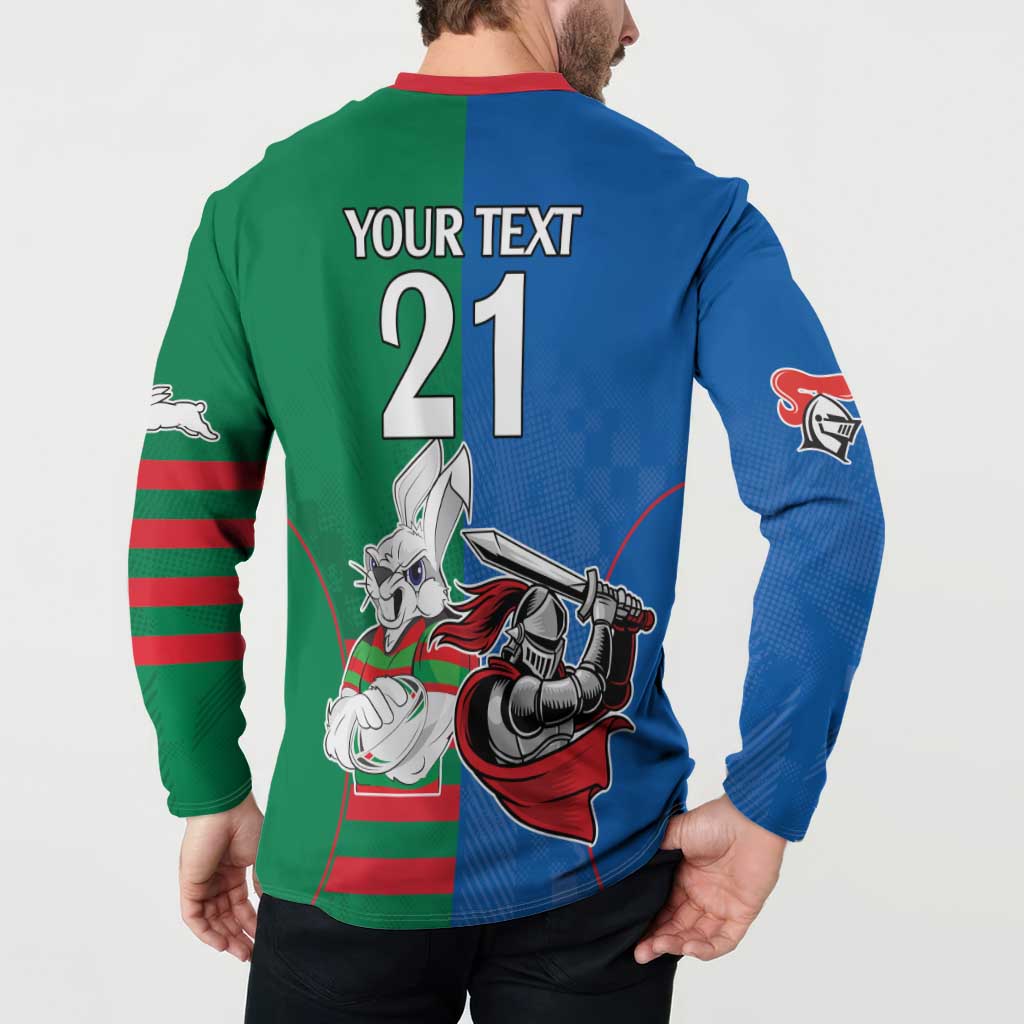 Custom Knights and Rabbitohs Mascot Together Button Sweatshirt