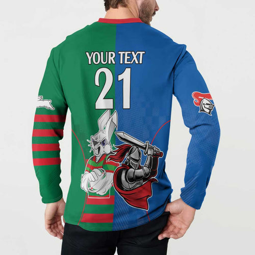 Custom Knights and Rabbitohs Mascot Together Button Sweatshirt