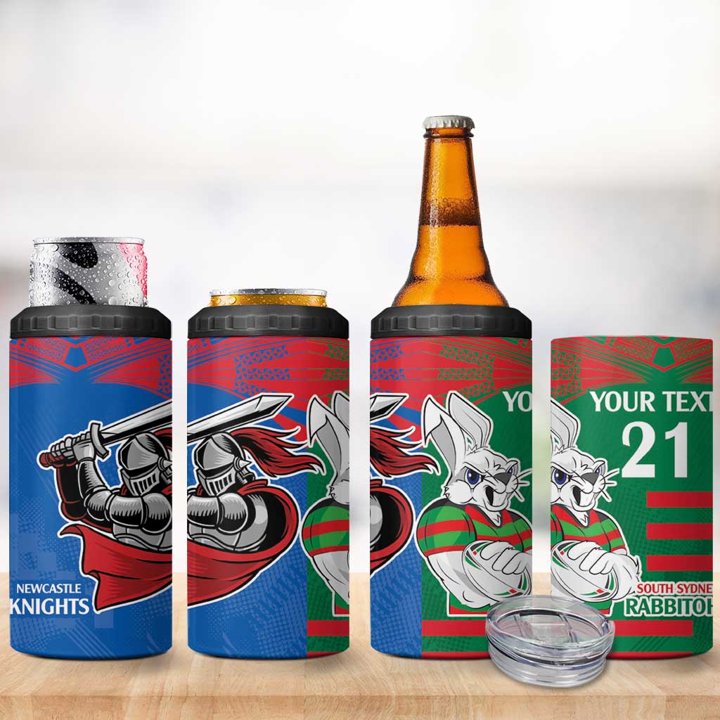 Custom Knights and Rabbitohs Mascot Together 4 in 1 Can Cooler Tumbler