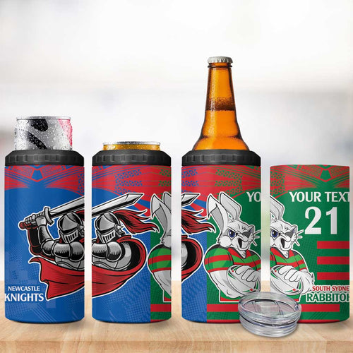 Custom Knights and Rabbitohs Mascot Together 4 in 1 Can Cooler Tumbler