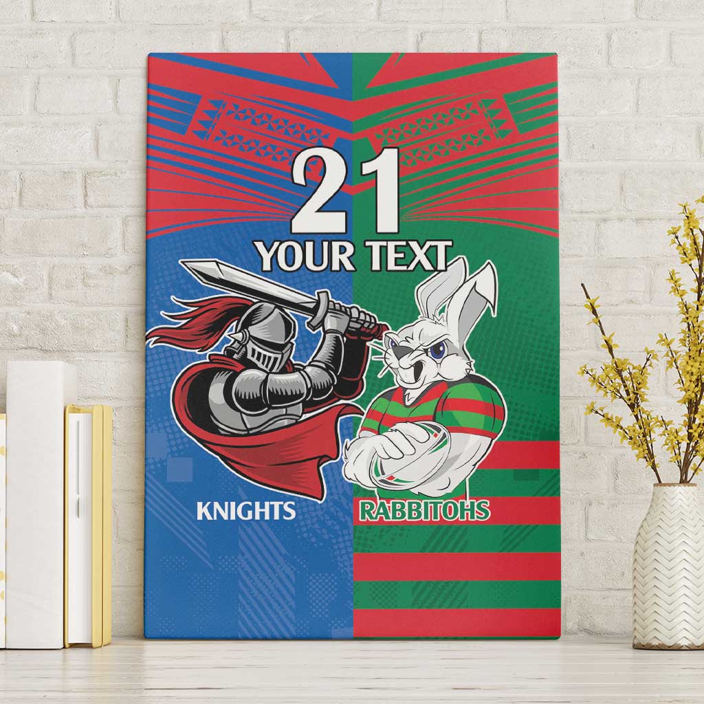 Custom Knights and Rabbitohs Mascot Together Canvas Wall Art