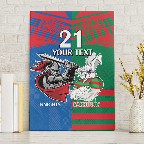 Custom Knights and Rabbitohs Mascot Together Canvas Wall Art