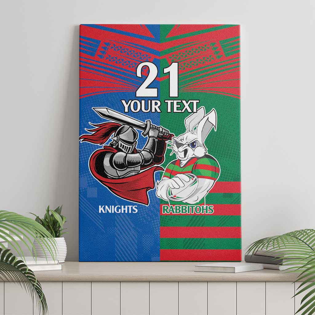 Custom Knights and Rabbitohs Mascot Together Canvas Wall Art