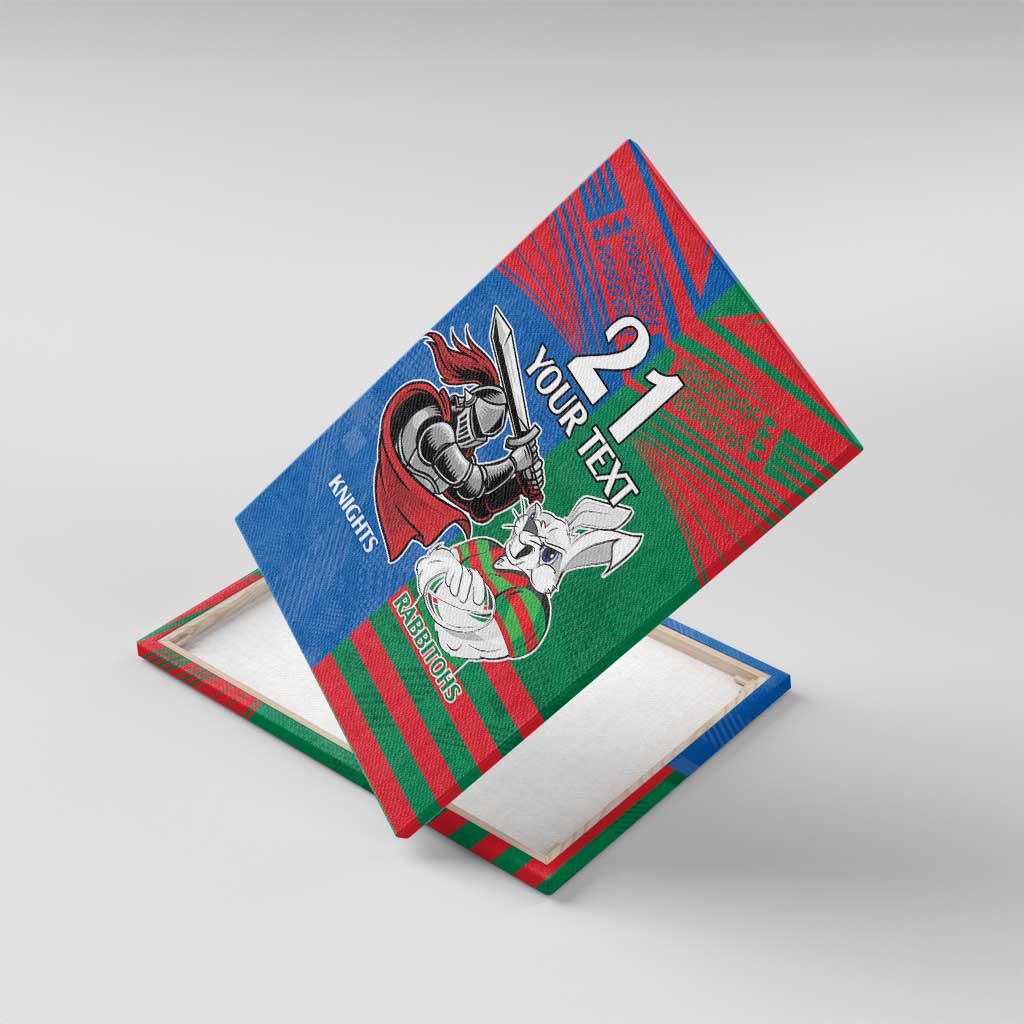 Custom Knights and Rabbitohs Mascot Together Canvas Wall Art