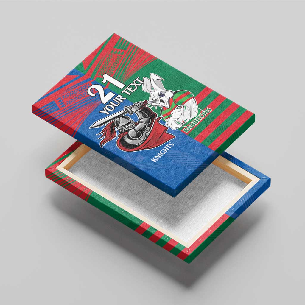 Custom Knights and Rabbitohs Mascot Together Canvas Wall Art
