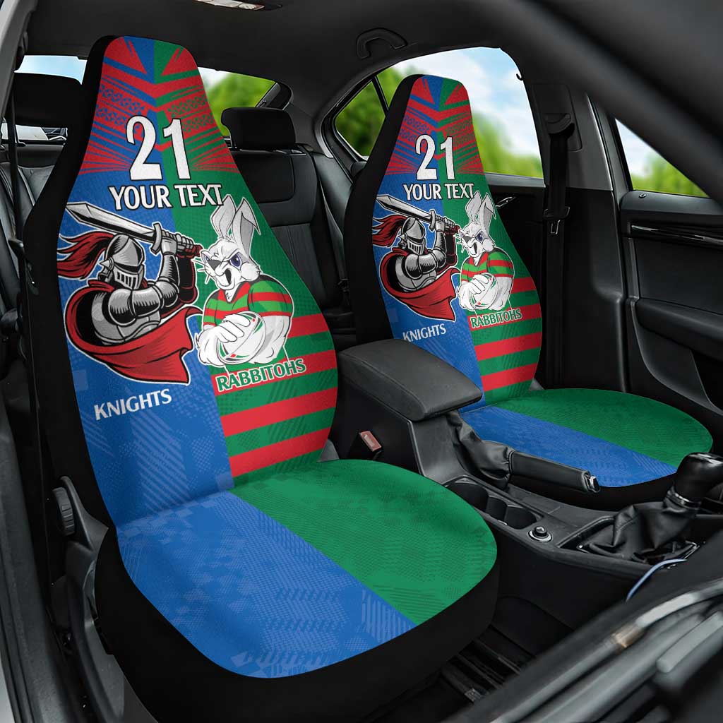 Custom Knights and Rabbitohs Mascot Together Car Seat Cover