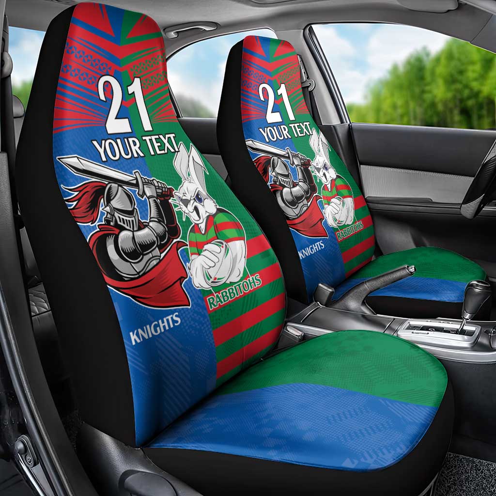 Custom Knights and Rabbitohs Mascot Together Car Seat Cover