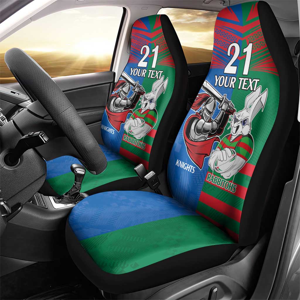 Custom Knights and Rabbitohs Mascot Together Car Seat Cover
