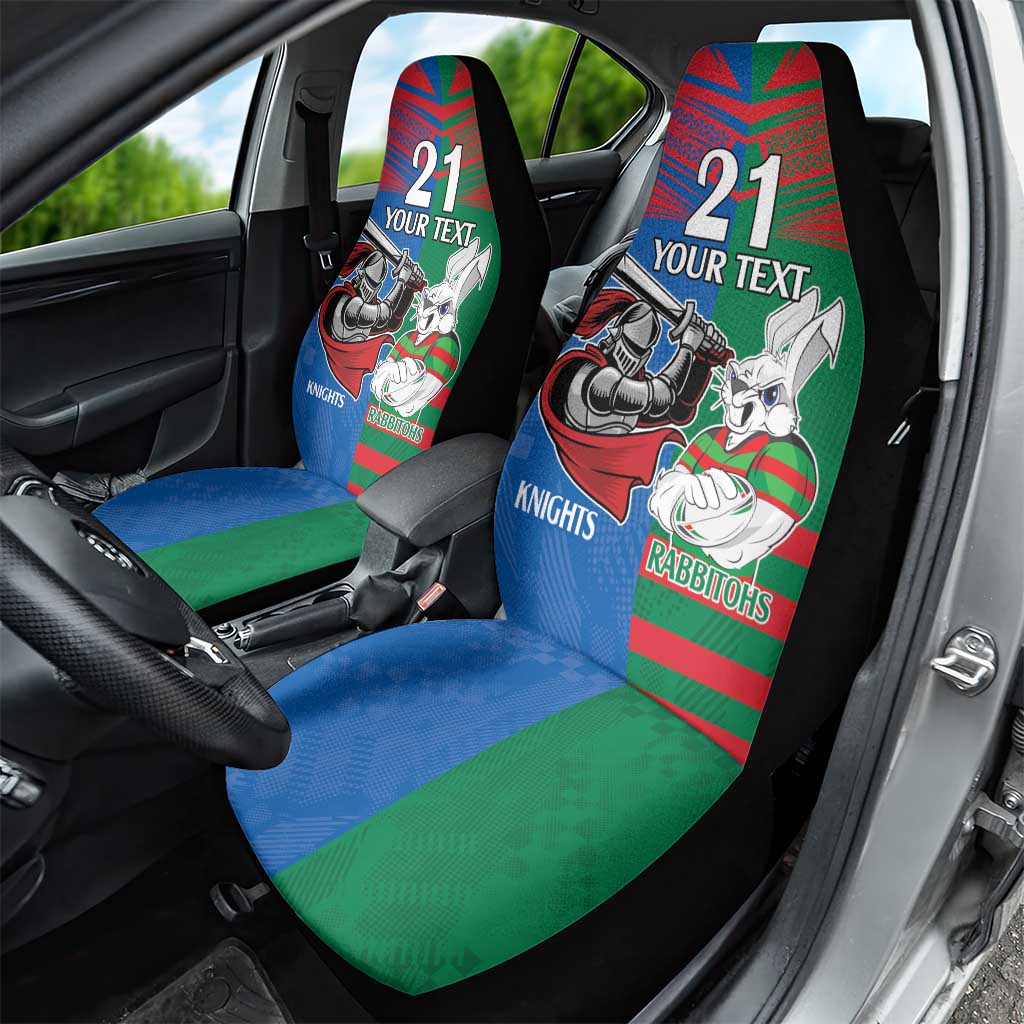 Custom Knights and Rabbitohs Mascot Together Car Seat Cover
