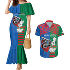Custom Knights and Rabbitohs Mascot Together Couples Matching Mermaid Dress and Hawaiian Shirt