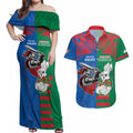 Custom Knights and Rabbitohs Mascot Together Couples Matching Off Shoulder Maxi Dress and Hawaiian Shirt