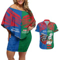 Custom Knights and Rabbitohs Mascot Together Couples Matching Off Shoulder Short Dress and Hawaiian Shirt