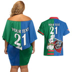 Custom Knights and Rabbitohs Mascot Together Couples Matching Off Shoulder Short Dress and Hawaiian Shirt