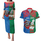 Custom Knights and Rabbitohs Mascot Together Couples Matching Puletasi and Hawaiian Shirt