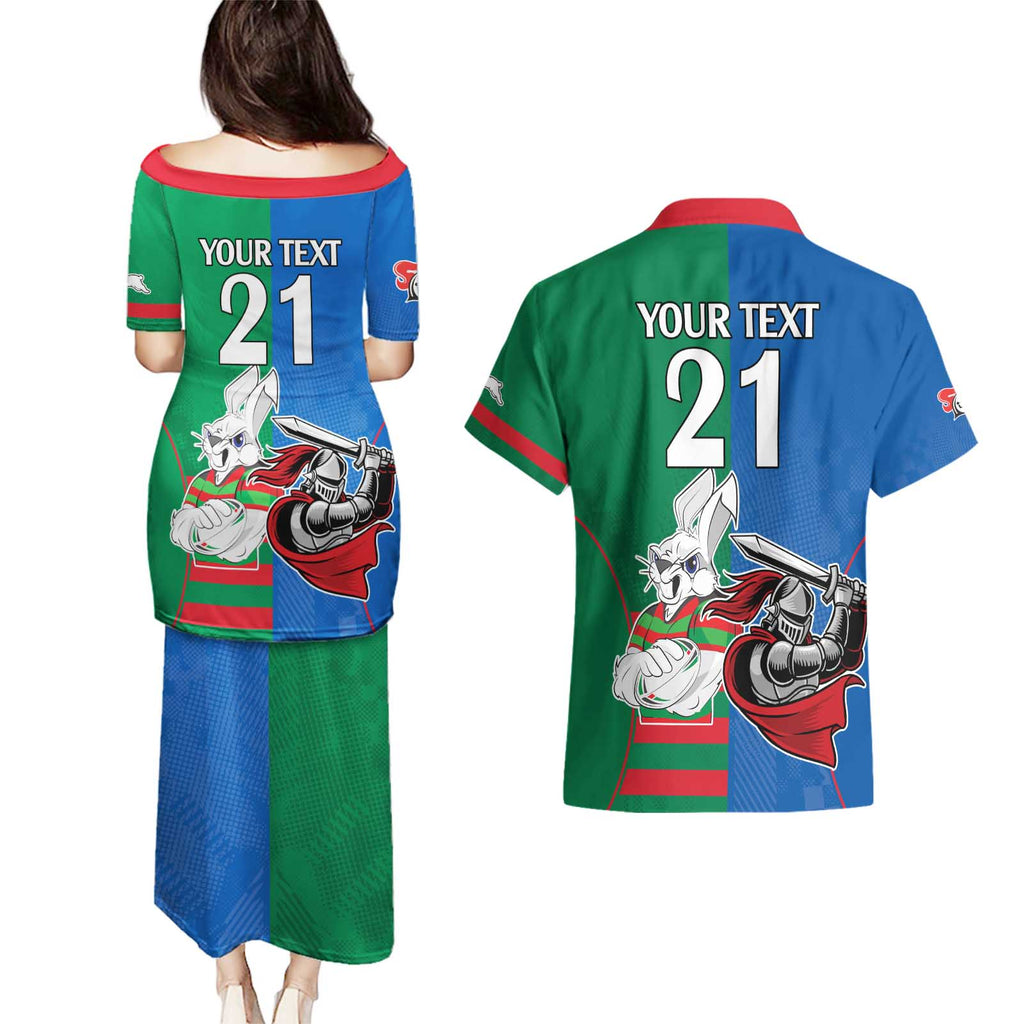 Custom Knights and Rabbitohs Mascot Together Couples Matching Puletasi and Hawaiian Shirt