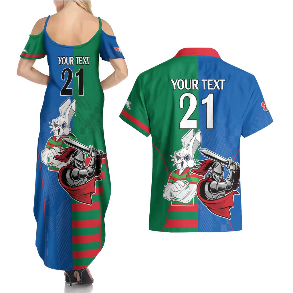 Custom Knights and Rabbitohs Mascot Together Couples Matching Summer Maxi Dress and Hawaiian Shirt