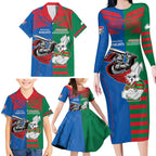 Custom Knights and Rabbitohs Mascot Together Family Matching Long Sleeve Bodycon Dress and Hawaiian Shirt