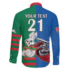 Custom Knights and Rabbitohs Mascot Together Family Matching Long Sleeve Bodycon Dress and Hawaiian Shirt