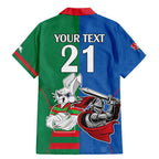 Custom Knights and Rabbitohs Mascot Together Family Matching Mermaid Dress and Hawaiian Shirt