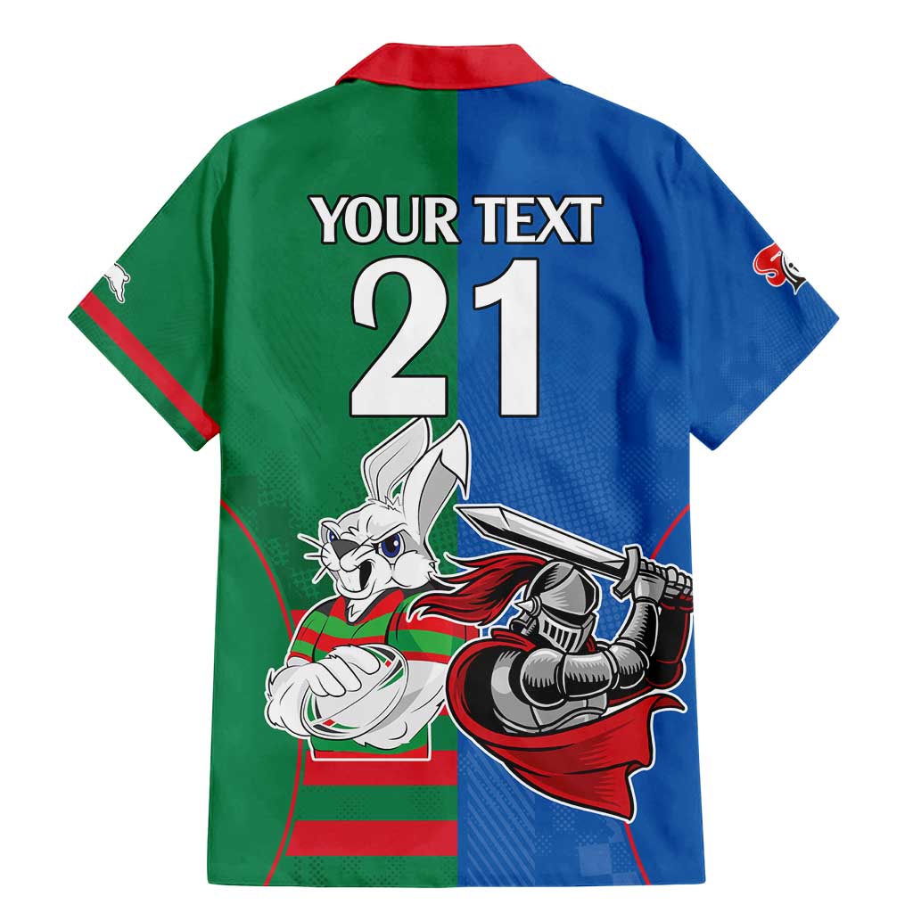 Custom Knights and Rabbitohs Mascot Together Family Matching Mermaid Dress and Hawaiian Shirt