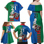 Custom Knights and Rabbitohs Mascot Together Family Matching Off Shoulder Maxi Dress and Hawaiian Shirt