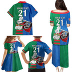 Custom Knights and Rabbitohs Mascot Together Family Matching Puletasi and Hawaiian Shirt