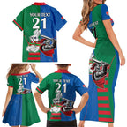 Custom Knights and Rabbitohs Mascot Together Family Matching Short Sleeve Bodycon Dress and Hawaiian Shirt