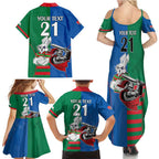 Custom Knights and Rabbitohs Mascot Together Family Matching Summer Maxi Dress and Hawaiian Shirt