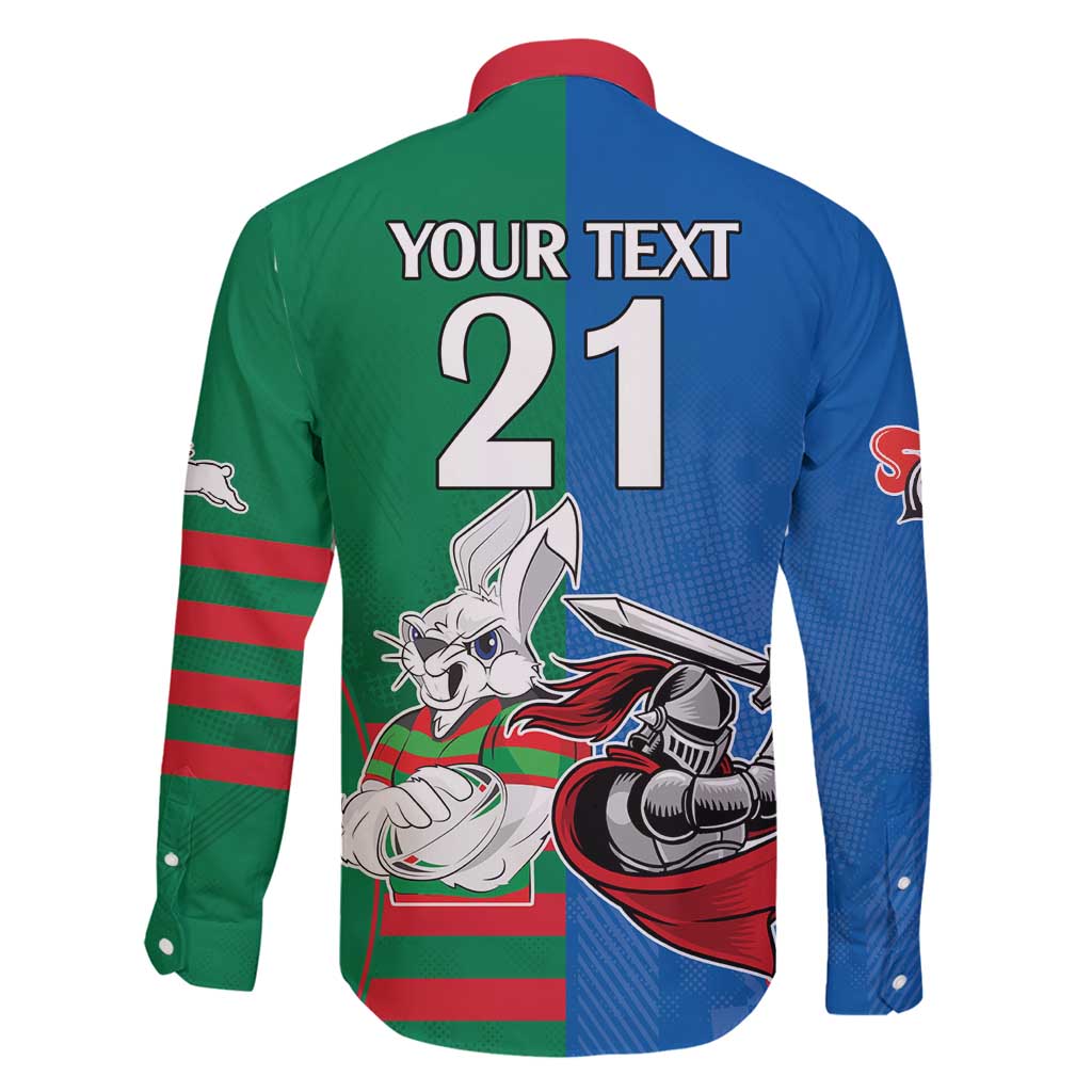 Custom Knights and Rabbitohs Mascot Together Family Matching Summer Maxi Dress and Hawaiian Shirt