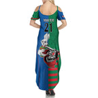 Custom Knights and Rabbitohs Mascot Together Family Matching Summer Maxi Dress and Hawaiian Shirt