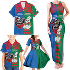 Custom Knights and Rabbitohs Mascot Together Family Matching Tank Maxi Dress and Hawaiian Shirt
