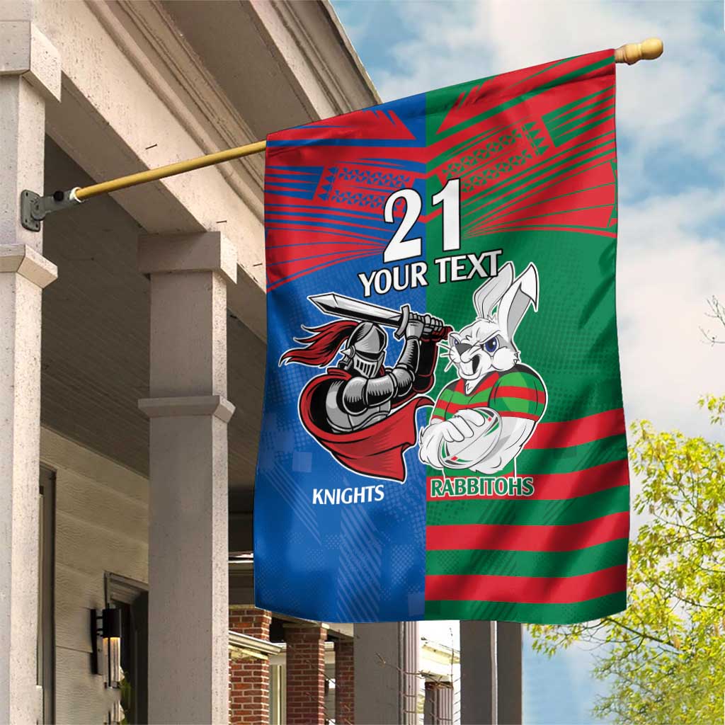 Custom Knights and Rabbitohs Mascot Together Garden Flag