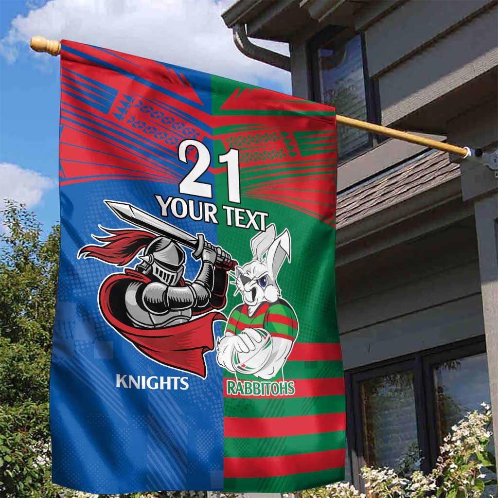 Custom Knights and Rabbitohs Mascot Together Garden Flag