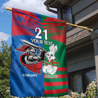 Custom Knights and Rabbitohs Mascot Together Garden Flag