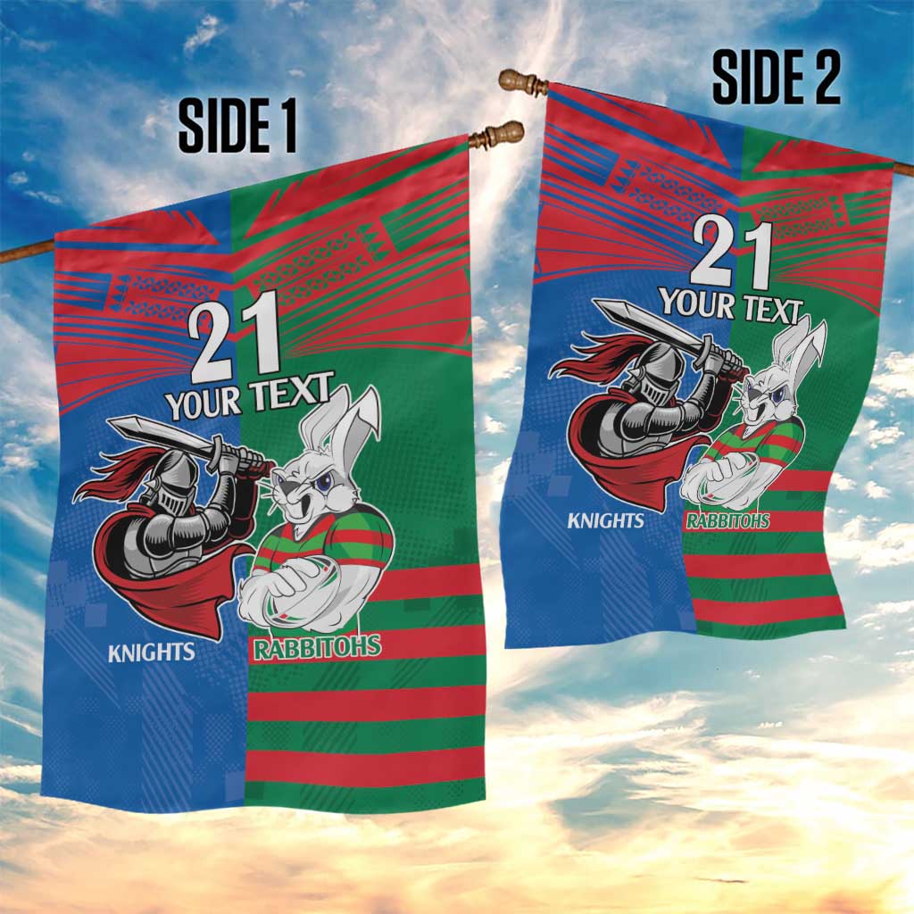 Custom Knights and Rabbitohs Mascot Together Garden Flag