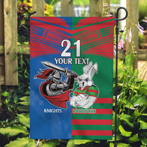 Custom Knights and Rabbitohs Mascot Together Garden Flag