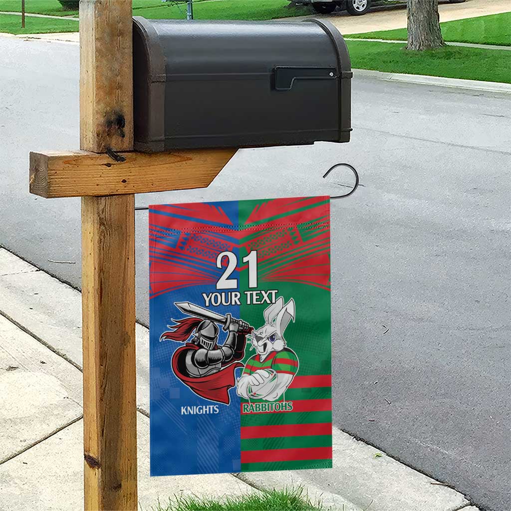 Custom Knights and Rabbitohs Mascot Together Garden Flag