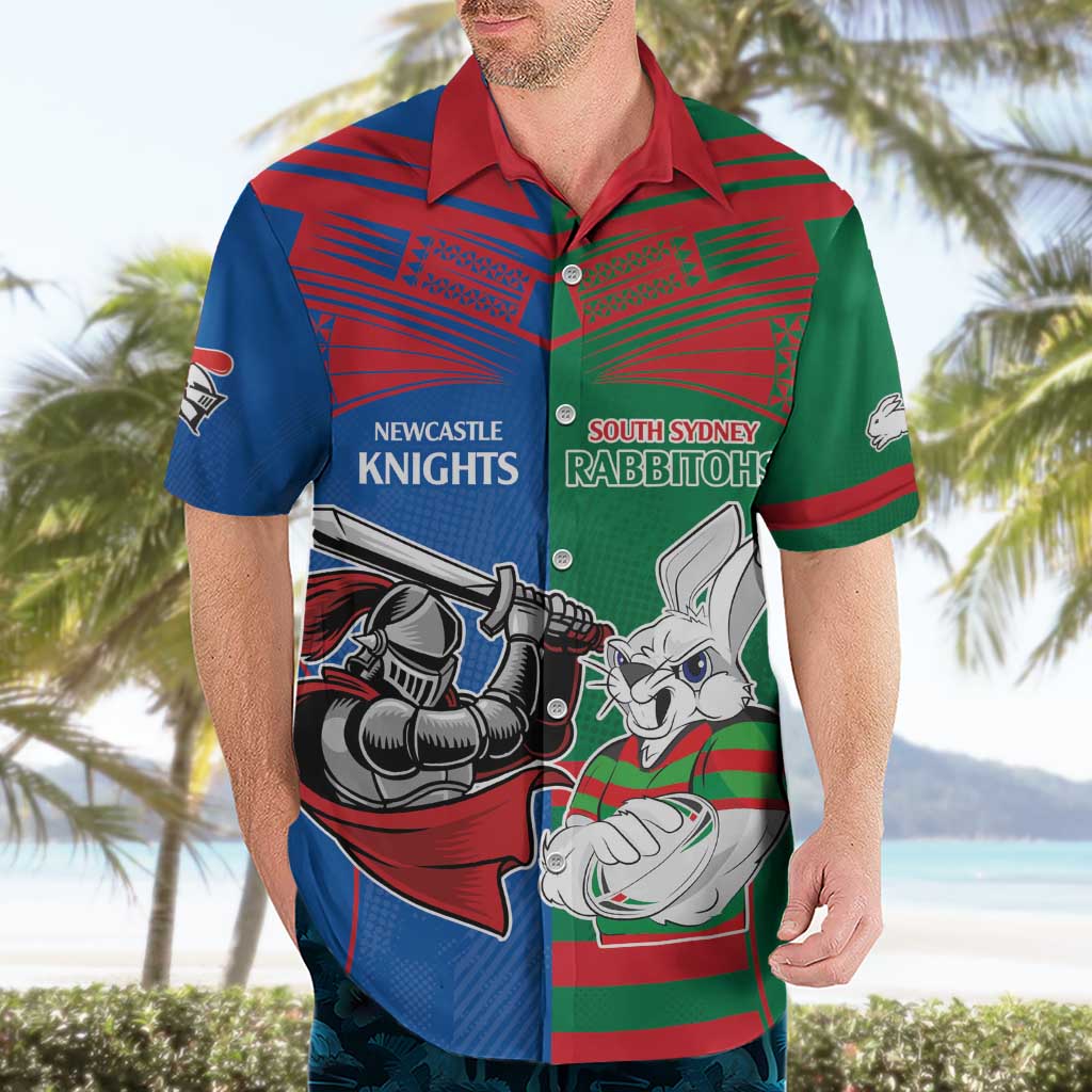 Custom Knights and Rabbitohs Mascot Together Hawaiian Shirt