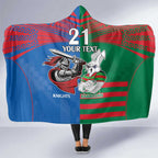 Custom Knights and Rabbitohs Mascot Together Hooded Blanket