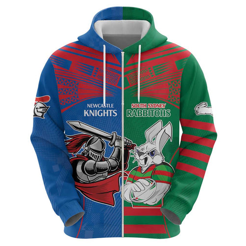 Custom Knights and Rabbitohs Mascot Together Hoodie