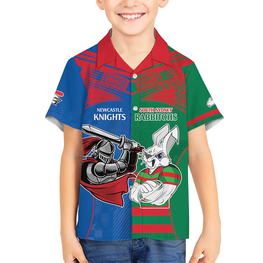 Custom Knights and Rabbitohs Mascot Together Kid Hawaiian Shirt