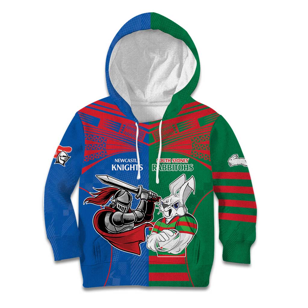 Custom Knights and Rabbitohs Mascot Together Kid Hoodie