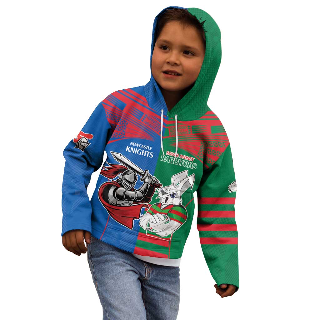Custom Knights and Rabbitohs Mascot Together Kid Hoodie